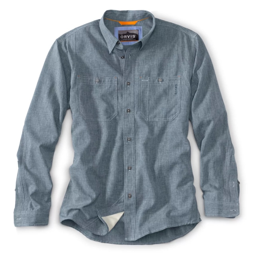 ORVIS Tech Chambray Work Shirt Blue